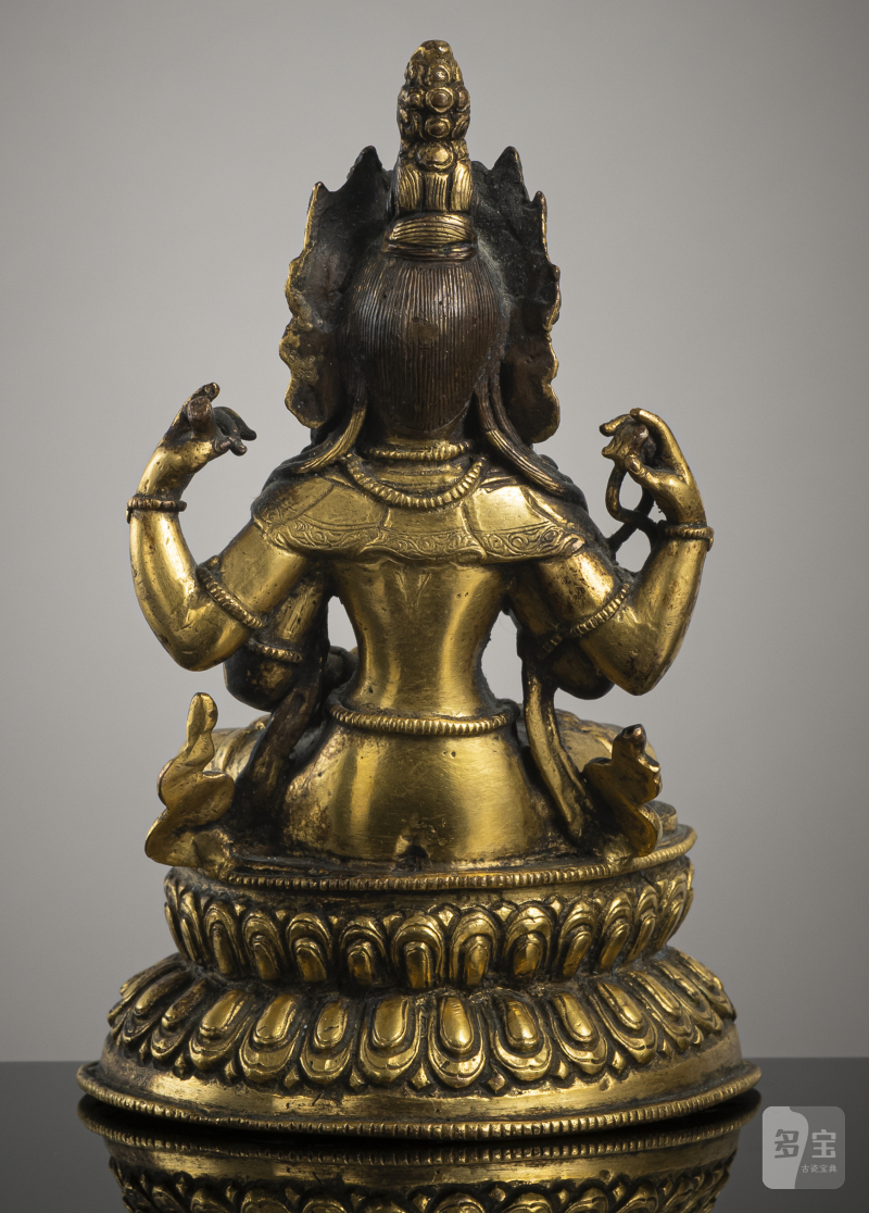 A gilt-bronze of a four-armed Bodhisattva - 图2